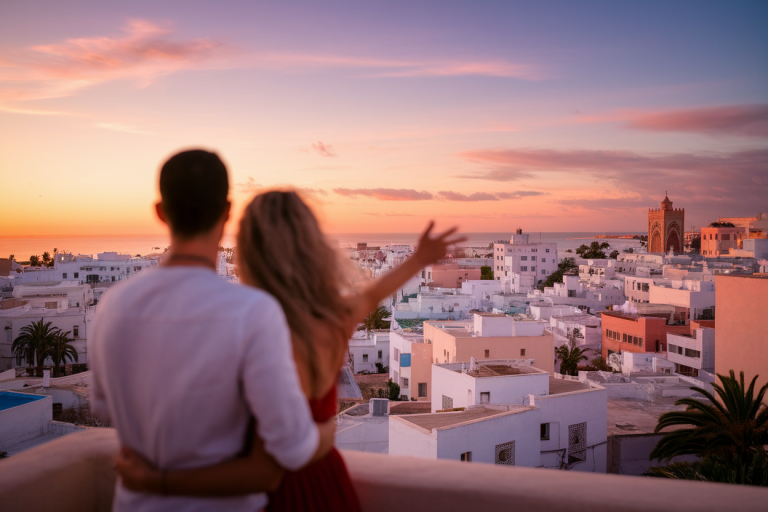 dos-couple-balcon-agadir-coucher-soleil