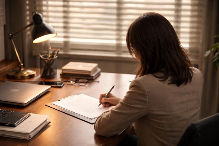 personne-bureau-redaction-lettre-lumiere-douce