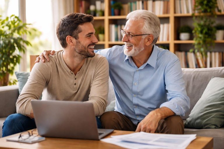parent-enfant-salon-bibliotheque-plantes