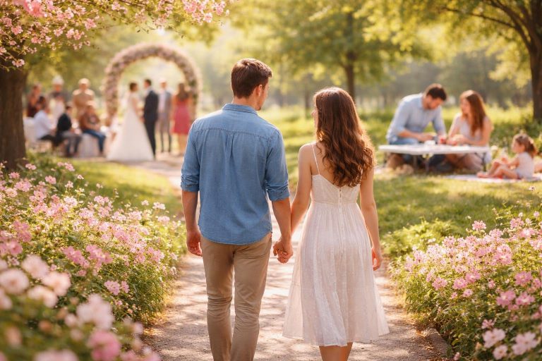 couple-marche-parc-fleuri-romantique