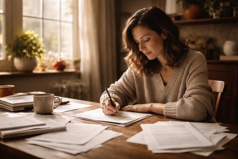 personne-table-papiers-lumiere-douce
